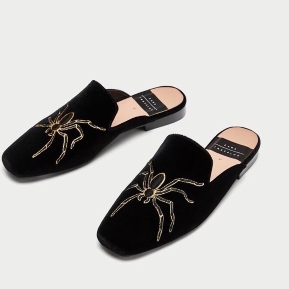 Zara spider velvet mules slip-on slides. EU 38 / US 7.5